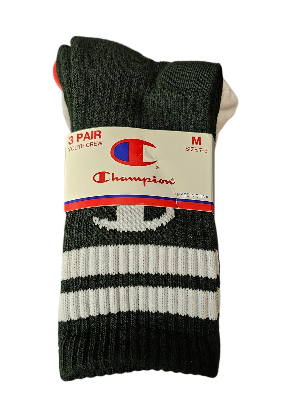 Champion youth crew socks 3 pack pair medium 7-9 3 to 5 years old kids boys